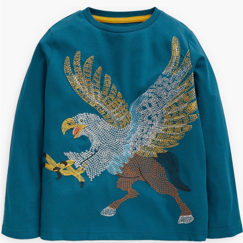 Mini Boden Superstitch Smoke Grey Hippociff Long Sleeve Tee